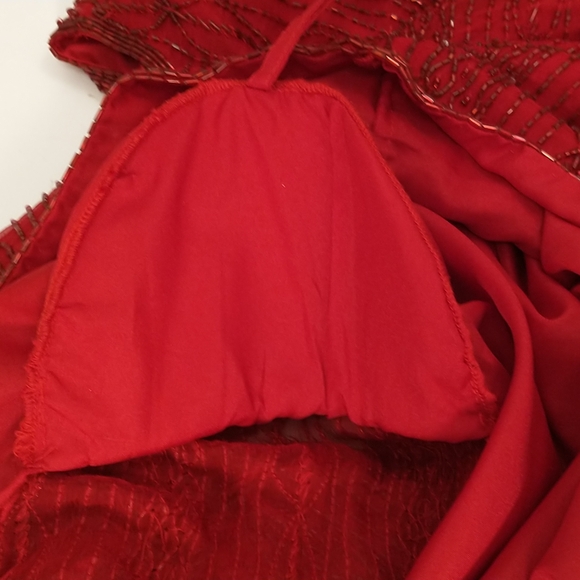 Vintage Red Beaded Top Quality Evening Blouse Christmas Holiday Silk Lawrn Kazar - Picture 12 of 12